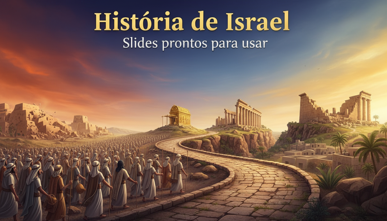HISTÓRIA DE ISRAEL: Análise Histórica e Teológica em Slides. A História de Israel como você nunca viu! 👑🏛️🔥 Prepare-se para uma jornada épica no tempo. Do Passado ao Presente: A História de Israel em Resumo 🇮🇱📜